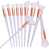 Professional 10PCS Spiral White Handle Makeup Brushes Set