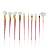 Professional 10PCS Spiral White Handle Makeup Brushes Set