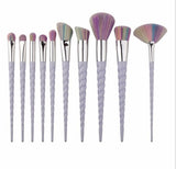 Professional 10PCS Spiral White Handle Makeup Brushes Set