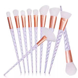 Professional 10PCS Spiral White Handle Makeup Brushes Set